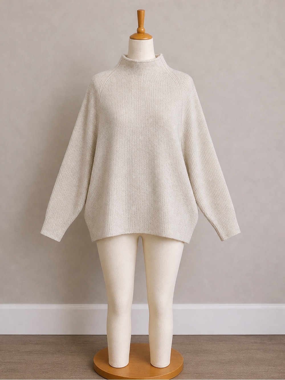 BE COOL Cream Mock Neck Oversized Sweater